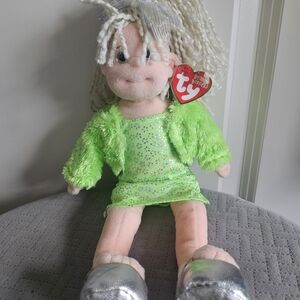 Ty Beanie Boppers Glitzy Gabby Plush Doll with Green Outfit RARE VINTAGE